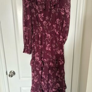 Dorothy Perkins Burgundy Floral Long Sleeve Dress